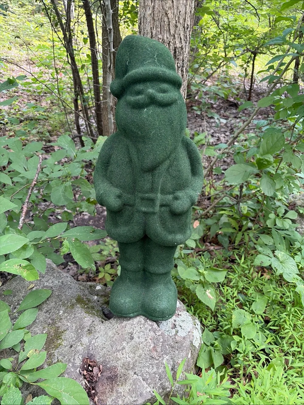 23 Inch Green Flocked Foam Santa Christmas Decor